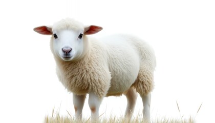 Obraz premium Adorable Lamb in Pastoral Setting - a Serene, Rustic Portrait