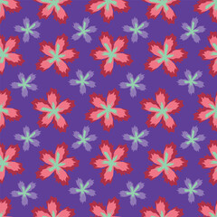 Seamless pattern of small blue flowers on navy background. Floral print