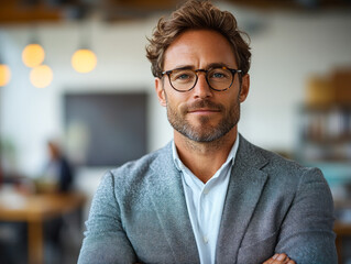 Fototapeta premium Confident Professional Man in Office Setting 