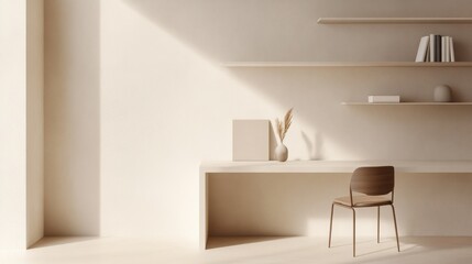 Fototapeta premium Contemporary minimalist study nook with minimal decor. Featuring clean lines and a compact design