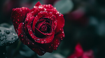 red rose with water drops