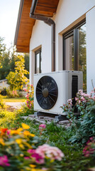 Air Source heat pump fitted outside a new home development