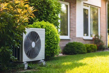 Air Source heat pump fitted outside a new home development