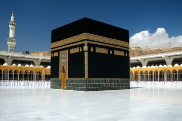 Holy Kaaba in Mecca, Saudi Arabia – Digital Painting of the Sacred Mosque, Hajj, Ramadan, and Muslim Prayer