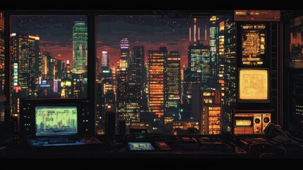 Night Cityscape from Retro Workstation