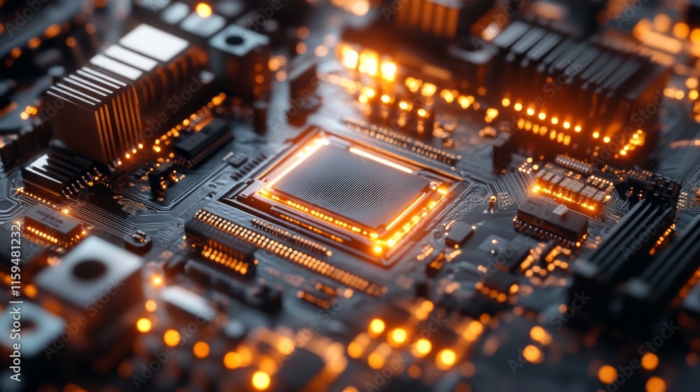 Aufkleber close-up of advanced ai circuitry in soft light