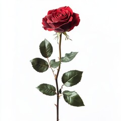 Obraz premium red rose isolated , on white background ,front view photo 