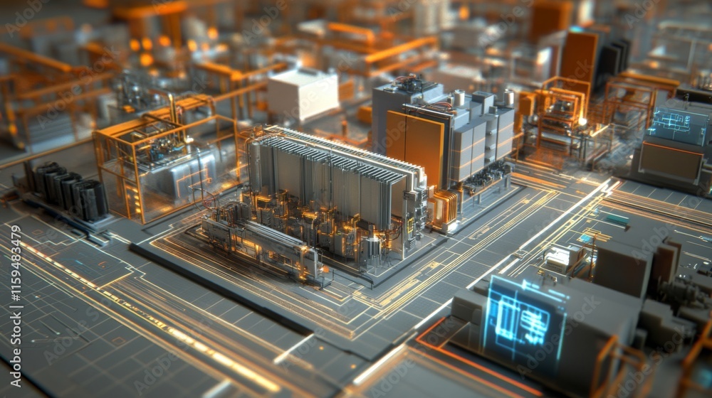 Poster futuristic 3d modeling schematics with high-tech elements