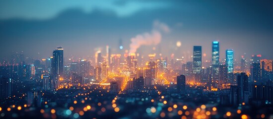 Obraz premium Night Cityscape: A Dreamlike Panorama of Urban Lights