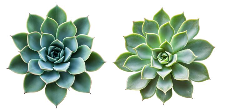 Symmetrical Green Succulent Plant on a Transparent Background