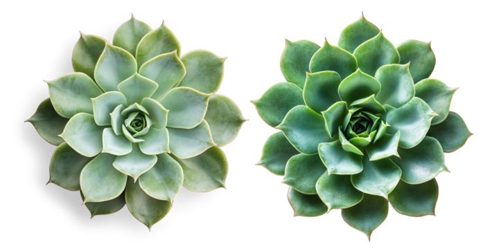 Symmetrical Green Succulent Plant on a Transparent Background