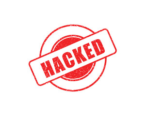 Red "HACKED" Stamp Graphic - Alert, Fraud, Danger, Warning Sign © Sawaira