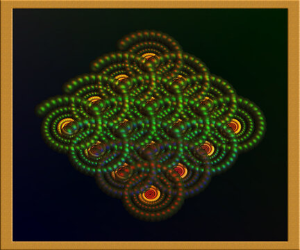 Regalo de Reyes.  Espirales de esferas de di&aacute;metro decreciente, en colores intensos con brillos, reflejos y transparencias.  Un tesoro resplandeciente de precisi&oacute;n matem&aacute;tica.