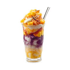 Filipino halo halo mixed ice dessert on transparent background
