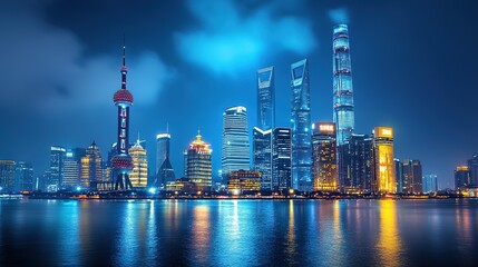 Obraz premium A stunning night view of Shanghai