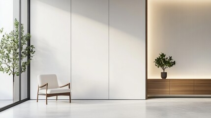 Elegant minimalist entryway with minimal decor. Featuring clean lines and a welcoming design