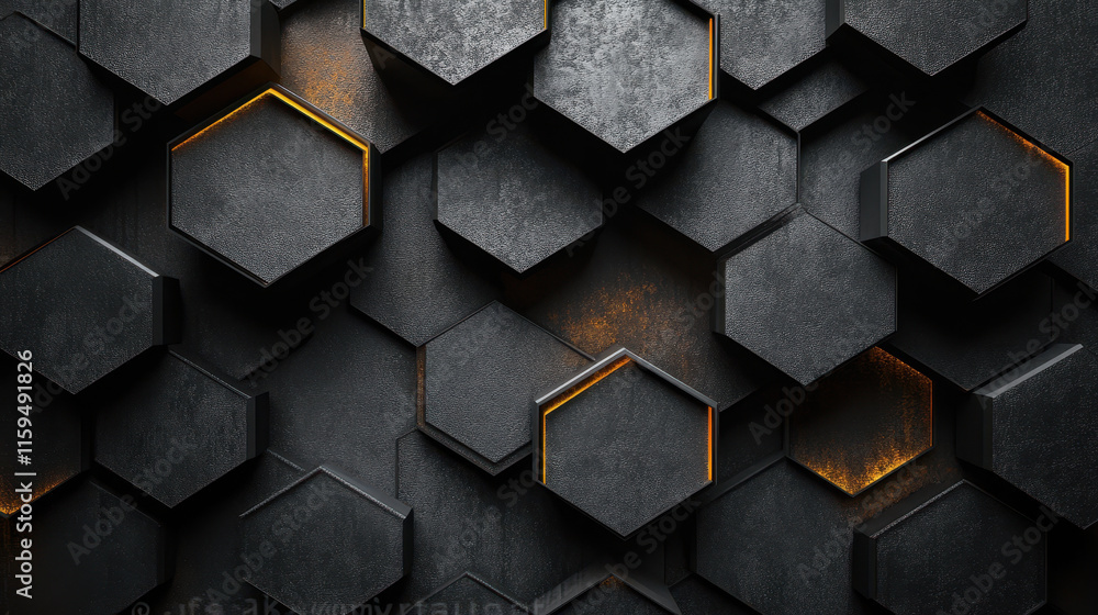 Aufkleber futuristic 3d hexagon carbon structure with geometric pattern and ambient lighting