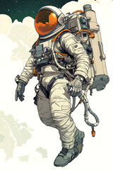 Fototapeta premium An astronaut in a space suit, ready for exploration in a cosmic environment.
