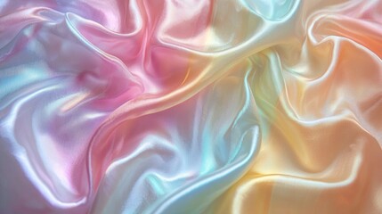 Fototapeta premium Smooth elegant pastel rainbow silk fabric background.