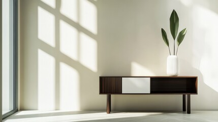 Elegant minimalist foyer with minimal decor. Featuring clean lines and a welcoming design