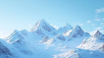 Obraz premium Snow-covered mountains rise majestically under a clear blue sky, creating a serene and breathtaking winter landscape.