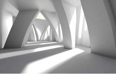Large Empty Modern Warehouse with High Ceilings and Floor-to-Ceiling Windows