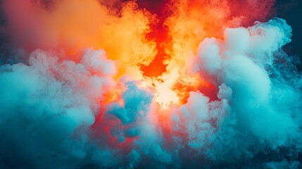 Naklejka premium Dynamic clouds of colorful smoke blending in vivid hues
