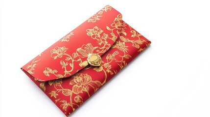 Elegant Red Envelope with Intricate Gold Floral Design