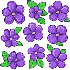 Obraz premium A set of lilac flower stickers in various shapes transparant background