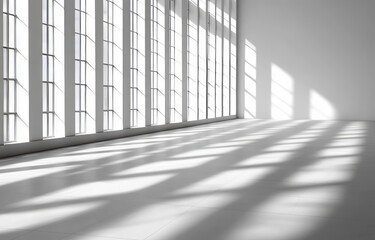 Obraz premium Large Empty Modern Warehouse with High Ceilings and Floor-to-Ceiling Windows