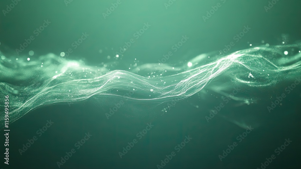 Poster abstract green wave particle flow design