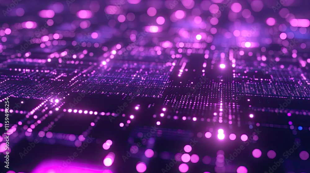 Aufkleber abstract purple network data flow visualization