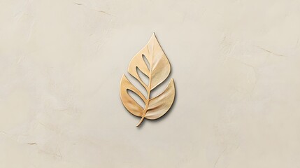 Obraz premium Golden Leaf Design on Beige Textured Background