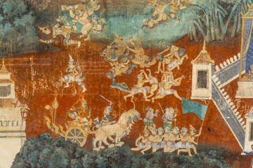 frescoes of the Silver Pagoda illustrating scenes from the Ramayana in the Royal Palace Phnom Penh,...