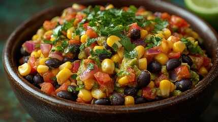 Vegan Guacamole Spread with Roasted Corn and Black Beans