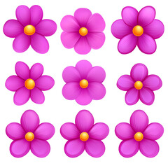 A set of lilac flower stickers in various shapes transparant background