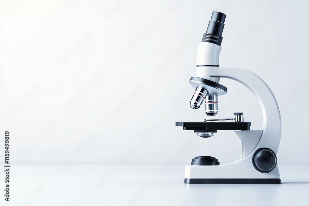 Poster close up of microscope showcasing its sleek design and functionality. this scientific tool is essent