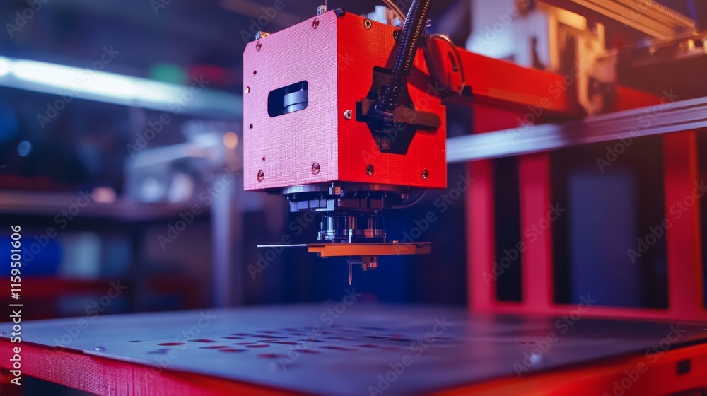 Poster high-detail close-up of a modern cnc router in a workshop environment with precise cutting tools and