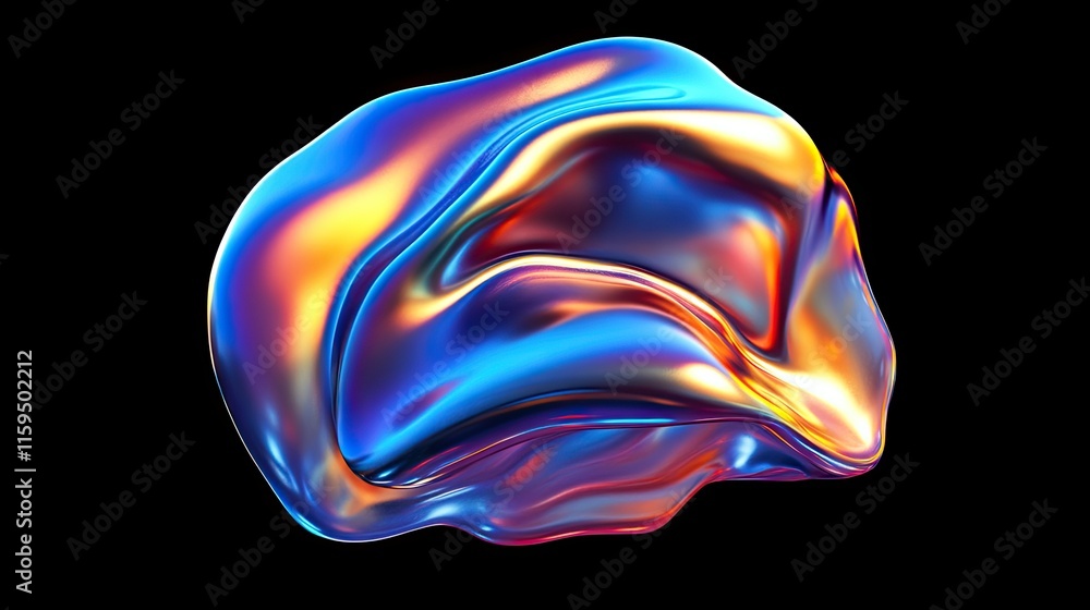 Poster abstract iridescent liquid form flowing dynamically