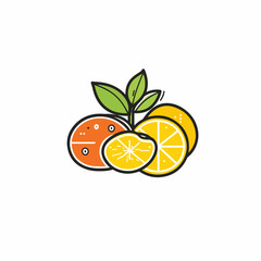Fresh Orange in Flat Design, Pop Art Style