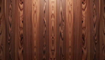 Polished wooden panel wall with rich brown grain texture