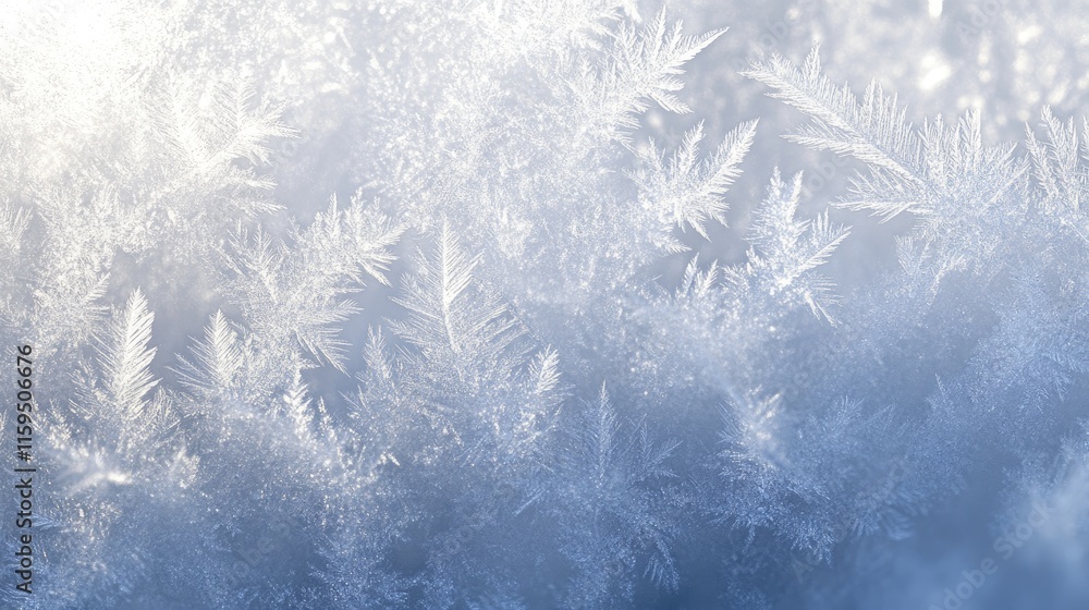 Poster delicate frost patterns adorn winter windowpane