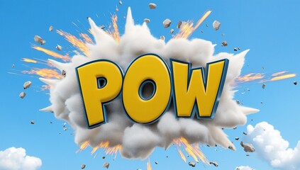A comic-style explosion graphic with the word "POW" in bold letters.