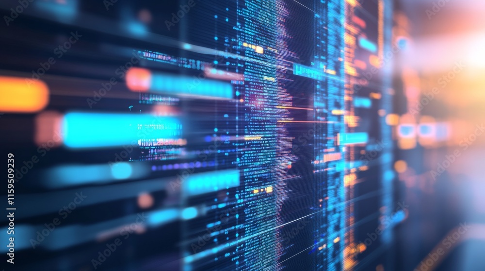 Aufkleber abstract digital data visualization with bright colors representing information flow on a futuristic