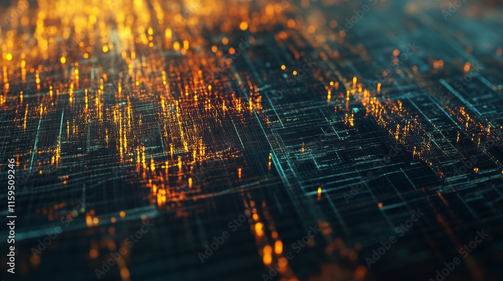 Aufkleber abstract digital data visualization with glowing lines and particles creating a sense of technology 