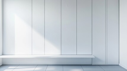 Elegant minimalist mudroom with minimal decor. Featuring clean lines and a practical design