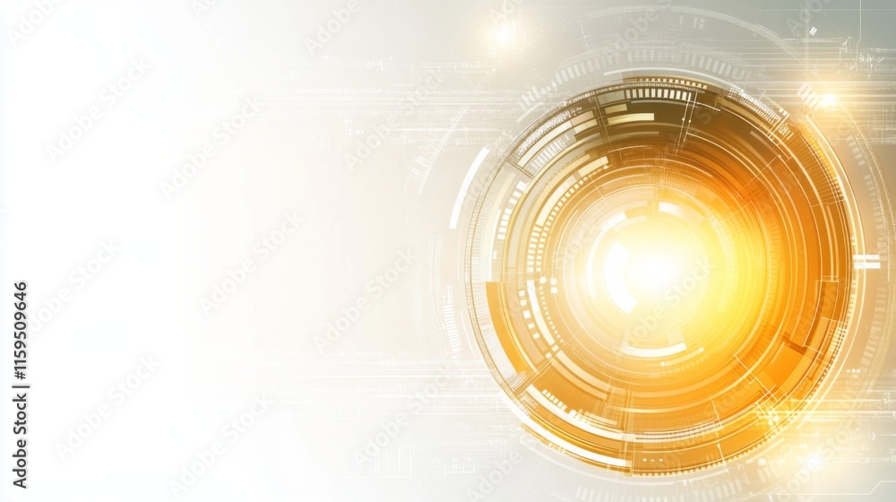 Poster abstract futuristic background with glowing light, circular patterns, and technology elements, perfe