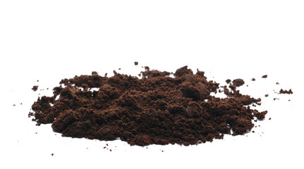 Milled coffee sediment, residue isolated on white background
