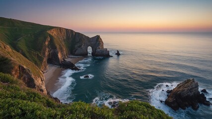 Coastal Cliffs at Sunset