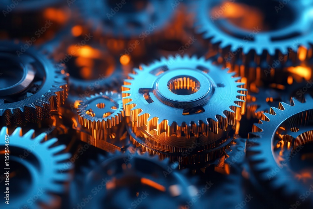 Poster engaging gears representing teamwork and collaboration in a dynamic business environment. generative